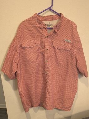 Habit Men's Short-Sleeve Red Gingham Button-Down Fishing Shirt Vented XXL